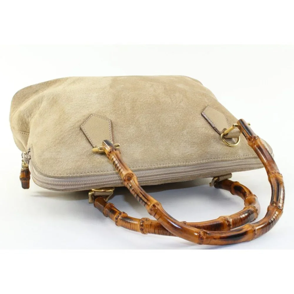 GUCCI Beige Suede Bamboo Dome 1GK1226K